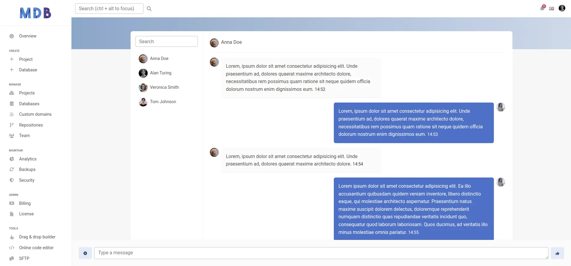 Bootstrap 5 Chat app